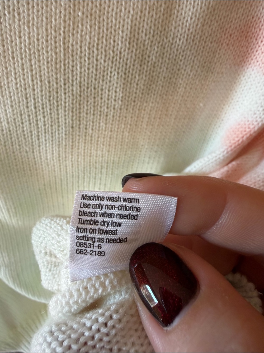 Arizona Jean Co Tie Dye Pastel V Neck Knit Sweater - Picture 5 of 5